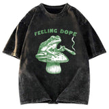 Tokyosol Feeling Dope Frog Funny Washed T-Shirt