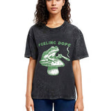 Tokyosol Feeling Dope Frog Funny Washed T-Shirt