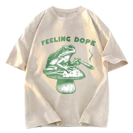 Tokyosol Feeling Dope Frog Funny Washed T-Shirt