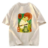 Tokyosol Funny Frog Samurai Poster Washed T-Shirt