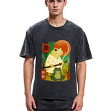Tokyosol Funny Frog Samurai Poster Washed T-Shirt