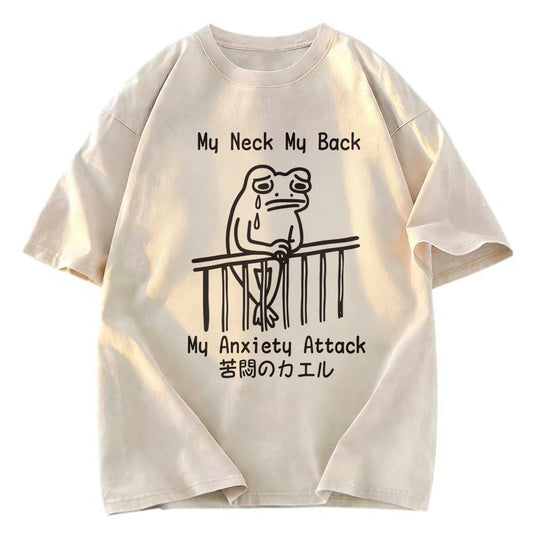 Tokyosol Funny Frog Japanese My Neck My Back Washed T-Shirt