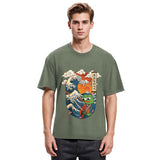 Tokyosol The Frog Great Wave Off Kanagawa Fren Meme Washed T-Shirt