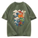Tokyosol The Frog Great Wave Off Kanagawa Fren Meme Washed T-Shirt