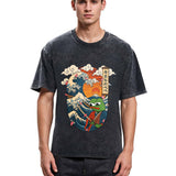 Tokyosol The Frog Great Wave Off Kanagawa Fren Meme Washed T-Shirt