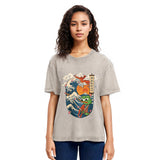 Tokyosol The Frog Great Wave Off Kanagawa Fren Meme Washed T-Shirt
