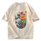 Tokyosol The Frog Great Wave Off Kanagawa Fren Meme Washed T-Shirt