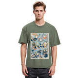Tokyosol Japanese Ukiyo-e Samurai Ninja Frogs Washed T-Shirt