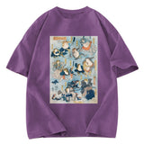 Tokyosol Japanese Ukiyo-e Samurai Ninja Frogs Washed T-Shirt