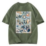 Tokyosol Japanese Ukiyo-e Samurai Ninja Frogs Washed T-Shirt