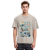 Tokyosol Japanese Ukiyo-e Samurai Ninja Frogs Washed T-Shirt