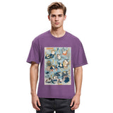 Tokyosol Japanese Ukiyo-e Samurai Ninja Frogs Washed T-Shirt