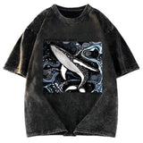 Tokyosol Polka Dot Art Whale Washed T-Shirt