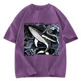 Tokyosol Polka Dot Art Whale Washed T-Shirt