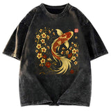 Tokyosol Vintage Sakura And Koi Raglan Long Sleeve T-shirt