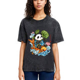 Tokyosol Lotus Bliss Panda Washed T-Shirt