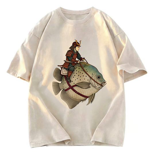 Tokyosol Samurai Riding A Fish Washed T-Shirt