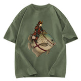 Tokyosol Samurai Riding A Fish Washed T-Shirt