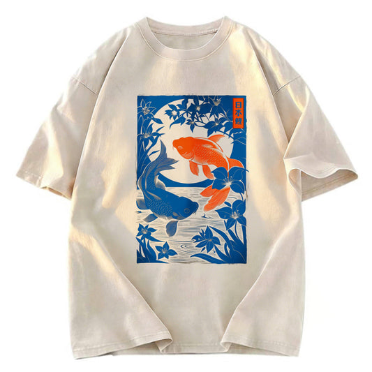 Tokyosol Woodcut Koi Washed T-Shirt