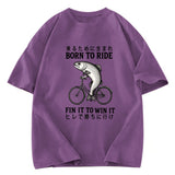 Tokyosol Born To Ride Funny Fish Washed T-Shirt