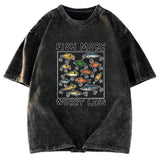 Tokyosol Funny Fish Hook Washed T-Shirt