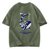 Tokyosol Ukiyoe Wave Whale Washed T-Shirt