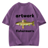 Tokyosol Interesting Fish Art Washed T-Shirt