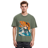 Tokyosol Samurai Cat And Goldfish Washed T-Shirt