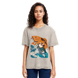 Tokyosol Samurai Cat And Goldfish Washed T-Shirt