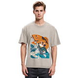 Tokyosol Samurai Cat And Goldfish Washed T-Shirt