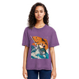 Tokyosol Samurai Cat And Goldfish Washed T-Shirt