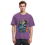Tokyosol Funny Cat Kills Fish Washed T-Shirt