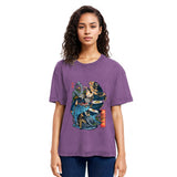 Tokyosol Funny Cat Kills Fish Washed T-Shirt