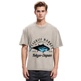 Tokyosol Tsukiji Fish Market Blue Fish Washed T-Shirt