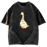 Tokyosol Funny Christmas Goose Washed T-Shirt