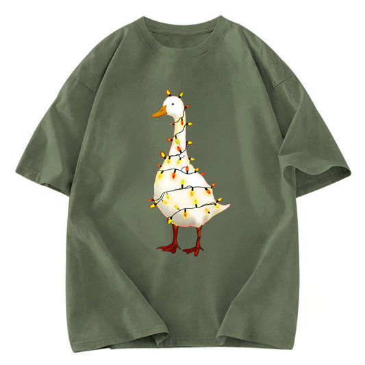 Tokyosol Funny Christmas Goose Washed T-Shirt