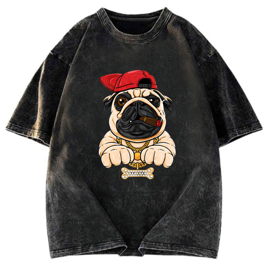 Tokyosol Pug hiphop Washed T-Shirt