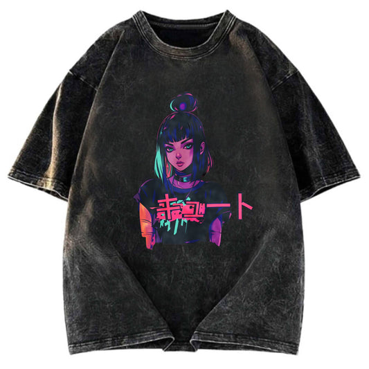 Tokyosol Cute Lofi Egirl Anime Washed T-Shirt