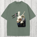 Tokyosol Tick Tock Funny Easter Bunny Washed T-Shirt