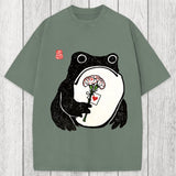 Tokyosol The Frog Holding A Carnation Washed T-Shirt