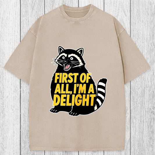 Tokyosol First of All I'm a Delight Raccoon Washed T-Shirt