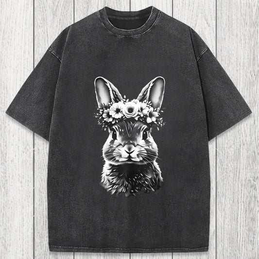 Tokyosol Floral Bunny Easter Washed T-Shirt