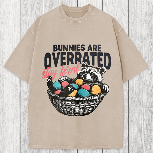 Tokyosol Funny Easter Raccoon Washed T-Shirt