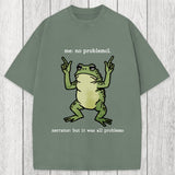 Tokyosol No Problemo Frog Funny Meme Washed T-Shirt