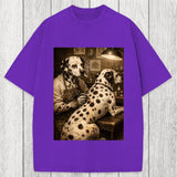 Tokyosol Funny Dalmatian Tattoo Dog Washed T-Shirt