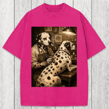 Tokyosol Funny Dalmatian Tattoo Dog Washed T-Shirt