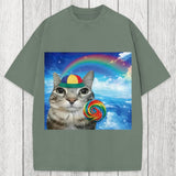 Tokyosol Wholesome Rainbow Cat Washed T-Shirt