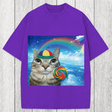 Tokyosol Wholesome Rainbow Cat Washed T-Shirt