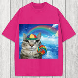 Tokyosol Wholesome Rainbow Cat Washed T-Shirt