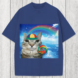Tokyosol Wholesome Rainbow Cat Washed T-Shirt